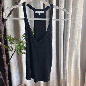 Joah Brown Ribbed Black Tank Top